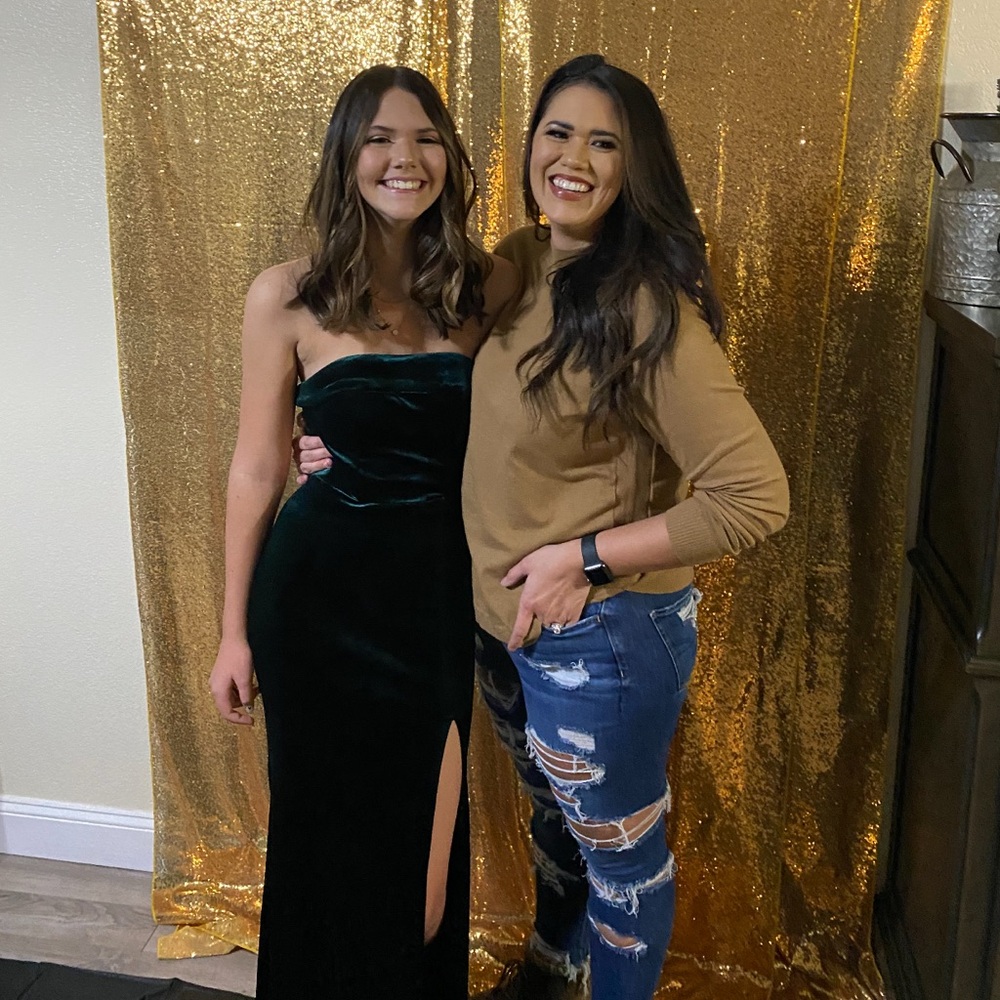 Crystal Doll Strapless Green Velvet Dress